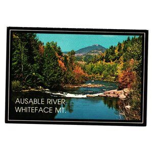 Ausable River Whiteface Mountain Adirondacks Postcard Scenic View Glens Falls NY